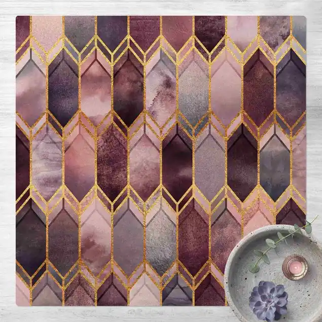 Angebot Glasmalerei geometrisch Rosé Gold Kork-Teppich