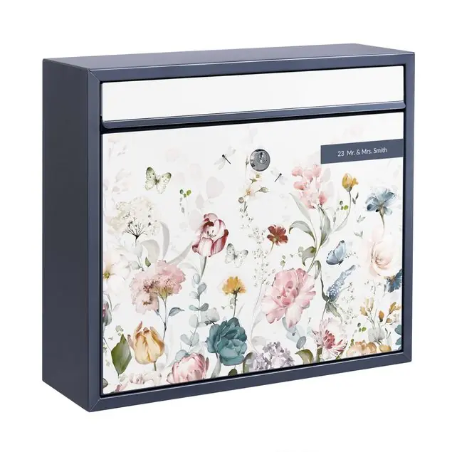 Ausverkauf Rankende Blumen mit Schmetterlingen Aquarell Briefkasten mit eigenem Text