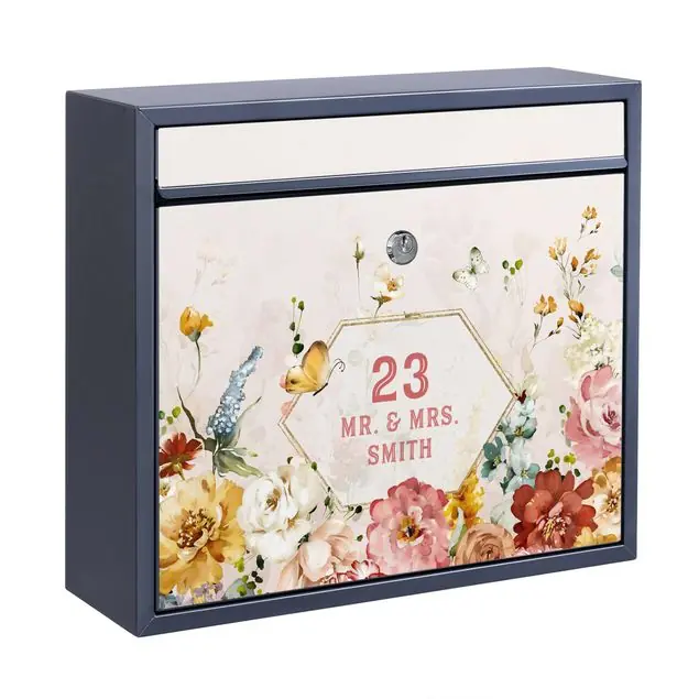 Geprüft Rankende Blumen Aquarell Vintage                               Briefkasten mit eigenem Text
