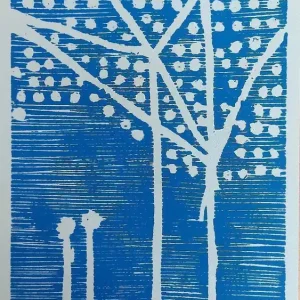 Winterbaum blau (auf graupapier) Meistverkauft