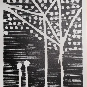 Winterbaum schwarz (auf graupapier) Neue Kollektion