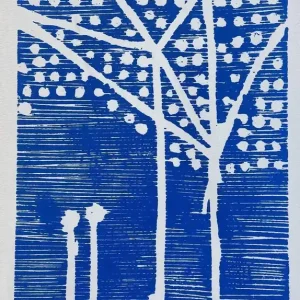 Zertifiziert Winterbaum blau (auf weißpapier)