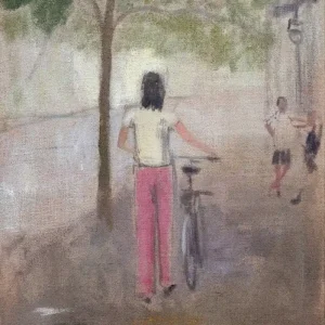 Abverkauf Frau mit Fahrrad
