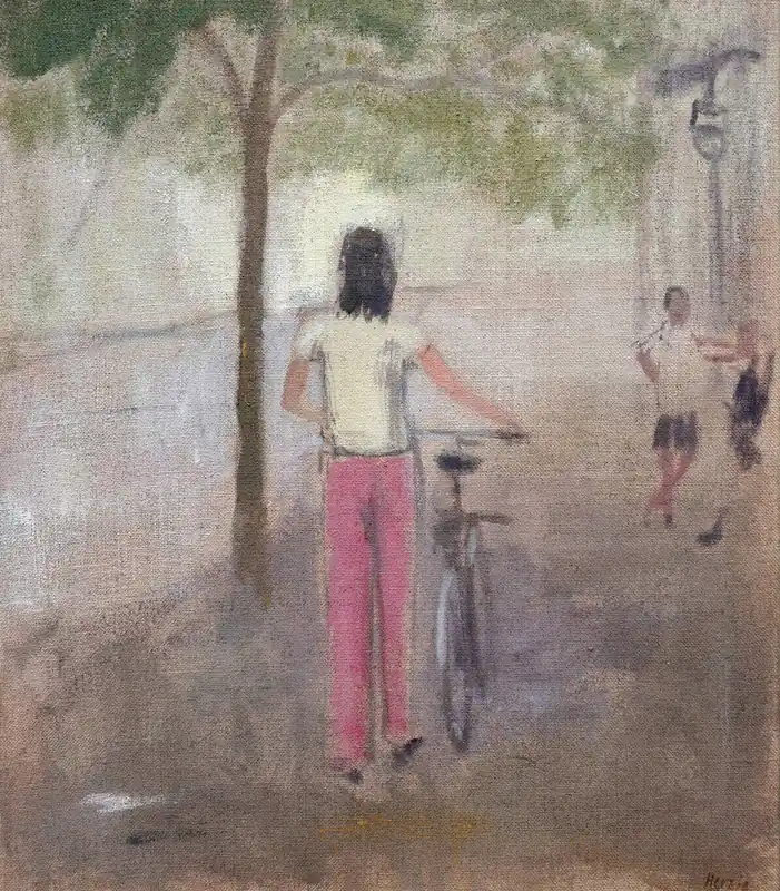 Abverkauf Frau mit Fahrrad