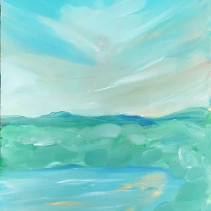 Abstrakte Feldlandschaft mit Teich Schneller Versand
