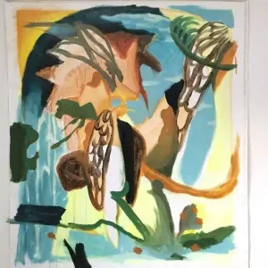 "Intuitive painting no 1" (Pegasus with angel, flower, beetle und sea Top-Preis